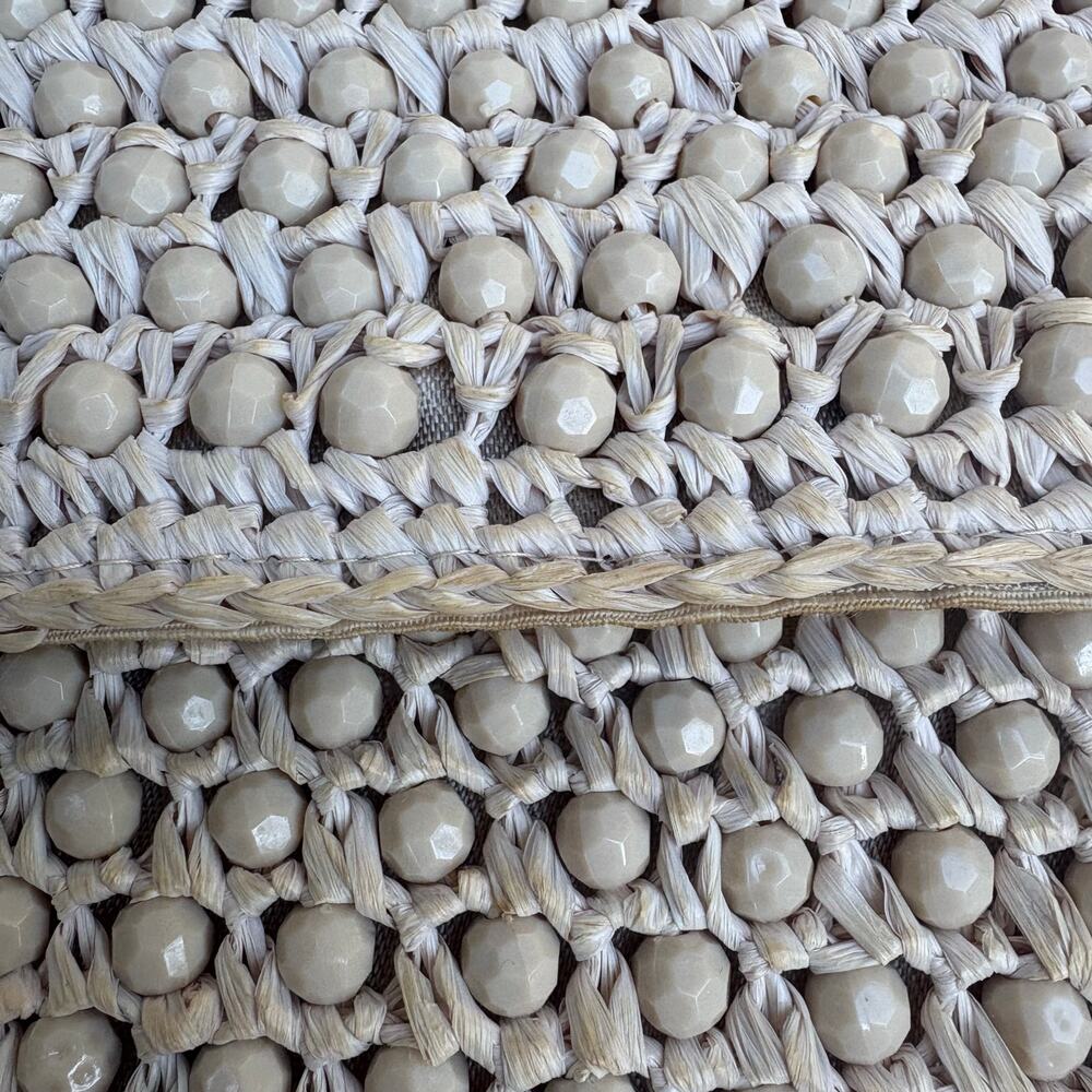 Barbara Lee Vintage Beaded Raffia Clutch Tan Beige Good Woven Made in Italy - Picture 11 of 12